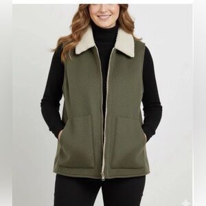 Sanctuary Women's Sherpa Lined Soft Warm Cozy Heavyweight Vest, Olive, Size L